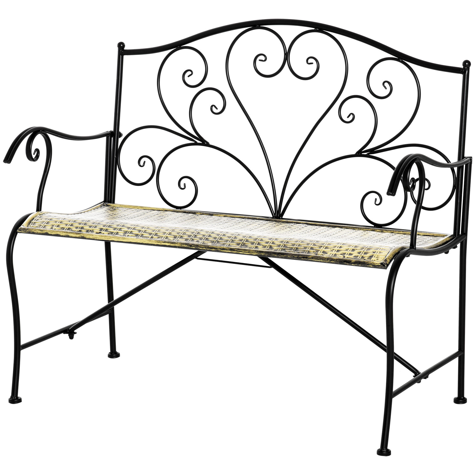 GARTENBANK DE-17755 Schwarz/Gold - Schwarz, Metall (100/88/50cm) - ComfortXL