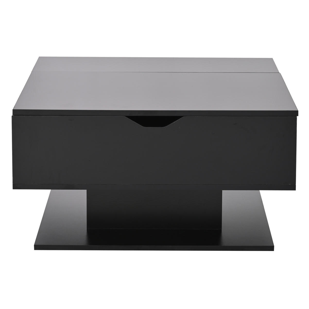 COUCHTISCH höhenverstellbar 80 x 75 x 40 cm Hochglanz Schwarz mit Stauraum - Schwarz, Holzwerkstoff (80/75/40cm) - Meubliv