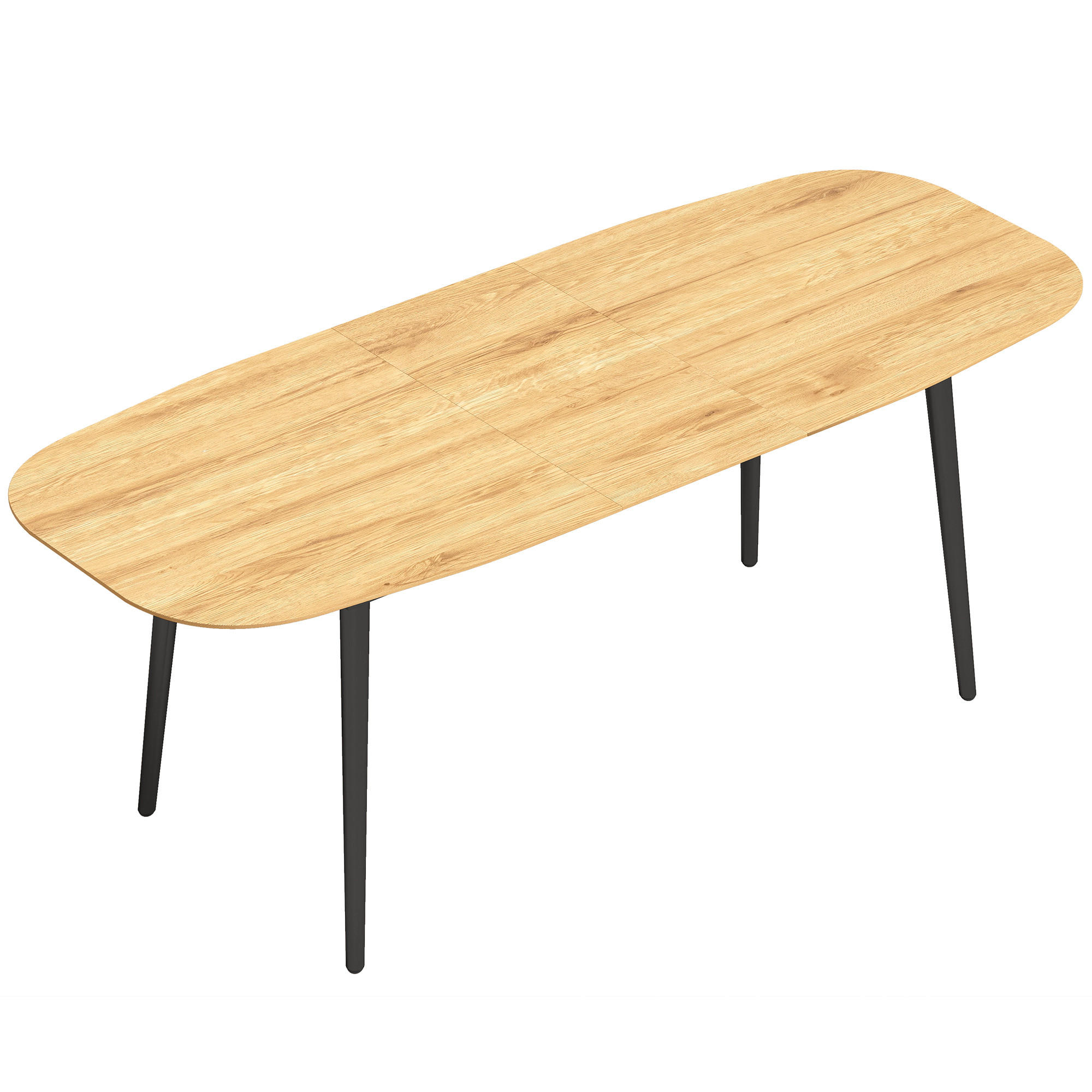 AUSZIEHBARER-ESSTISCH MDF Eiche - Eichefarben/Schwarz, Holzwerkstoff/Metall (200/80/76cm) - HOMCOM