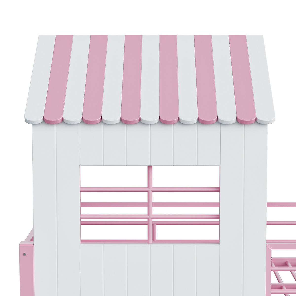 HAUSBETT 90x200 Rosa Metall Stauraum Treppe - Pink, Metall (90/200cm) - FLIEKS