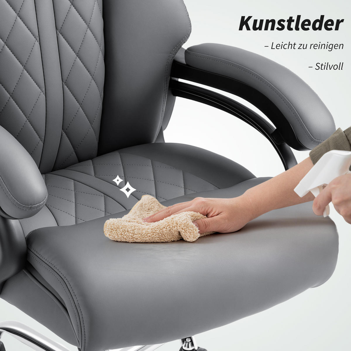 CHEFSESSEL aus PU-Leder Anthrazitgrau - Anthrazit, Leder (68/123/71cm) - HOMCOM