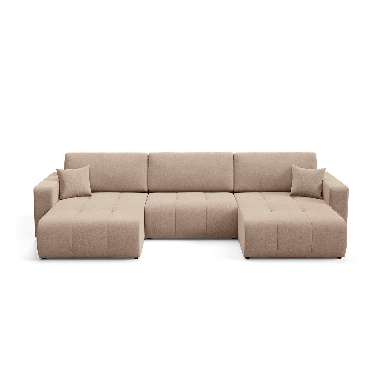 PANORAMASOFA Giulia 5 Sitzplätze Beige - Beige, Holz (344/82/149cm) - Petits-meubles