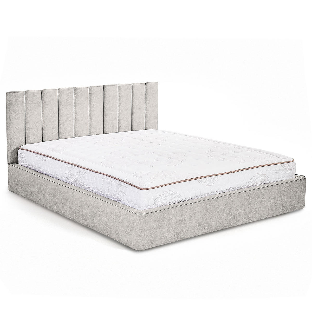 POLSTERBETT - Hellgrau, Textil (180/200cm) - home24