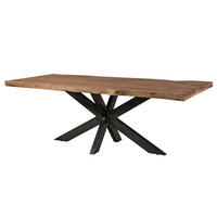 BAUMTISCH Sheesham 180x90x77 grau gebeizt / Kreuzgestell anthrazit glänzend FREEFORM 5 - Grau, Holz (180/90/77cm) - Massivmoebel24