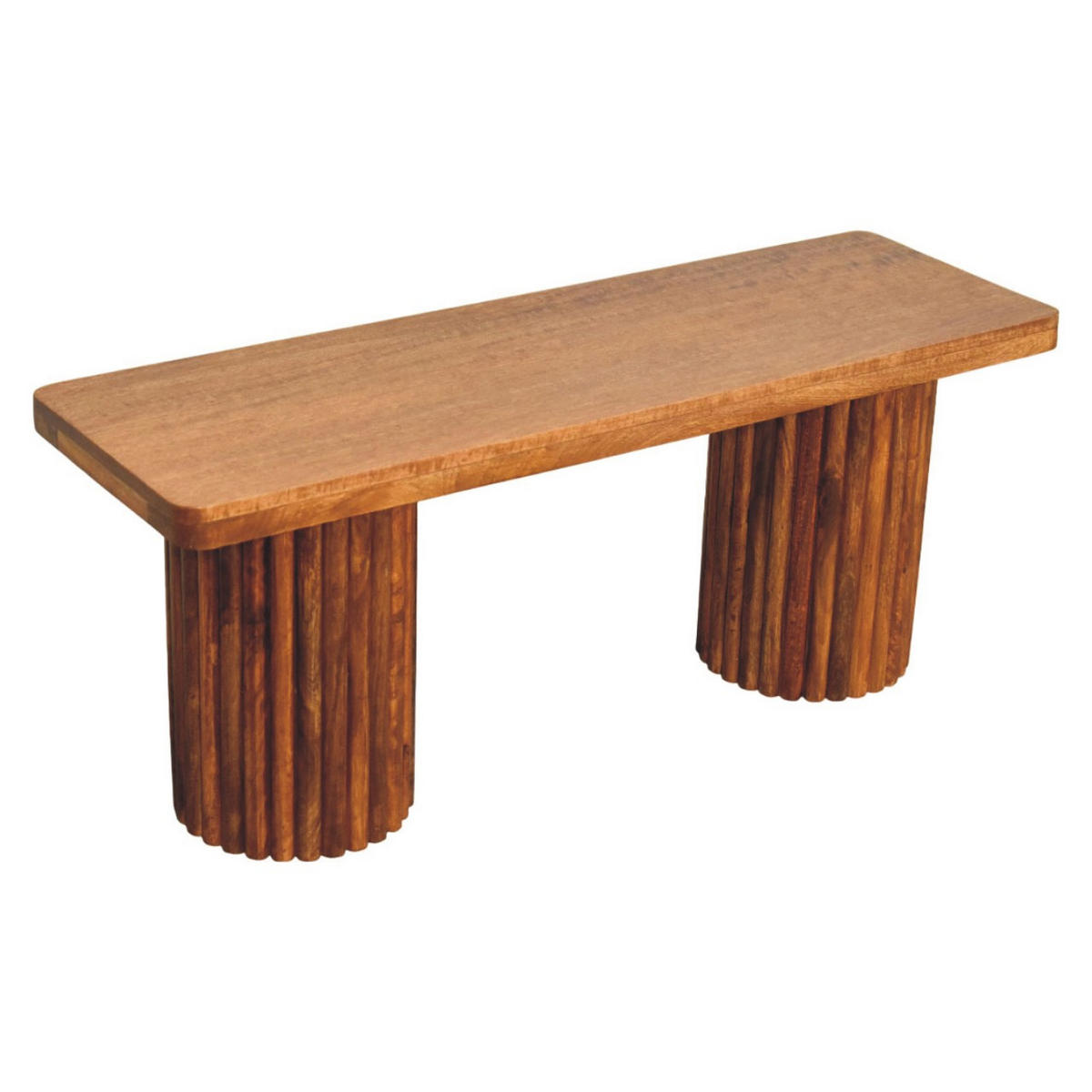 LAVICA s povrchovou úpravou Amber Oak, 2 valcovité drážkované podstavce, teplohnedá - hnedá, drevo (110/45/35cm) - Artisan Furniture