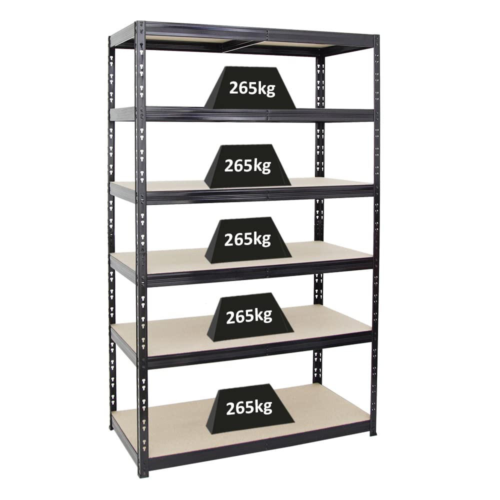 SCHWERLASTREGAL Giant Tiger 200x120x60 cm Fachlast 265 kg 6-Ebenen Schwarz - Schwarz, Metall (120/200/60cm) - PROREGAL