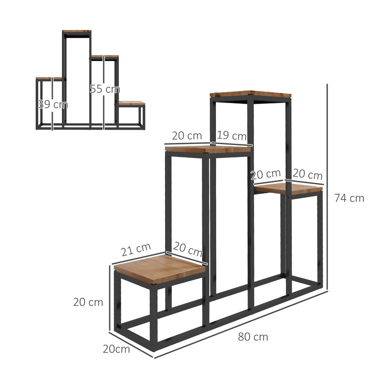 PFLANZREGAL, Braun - Braun, Metall (20/74/80cm) - Outsunny