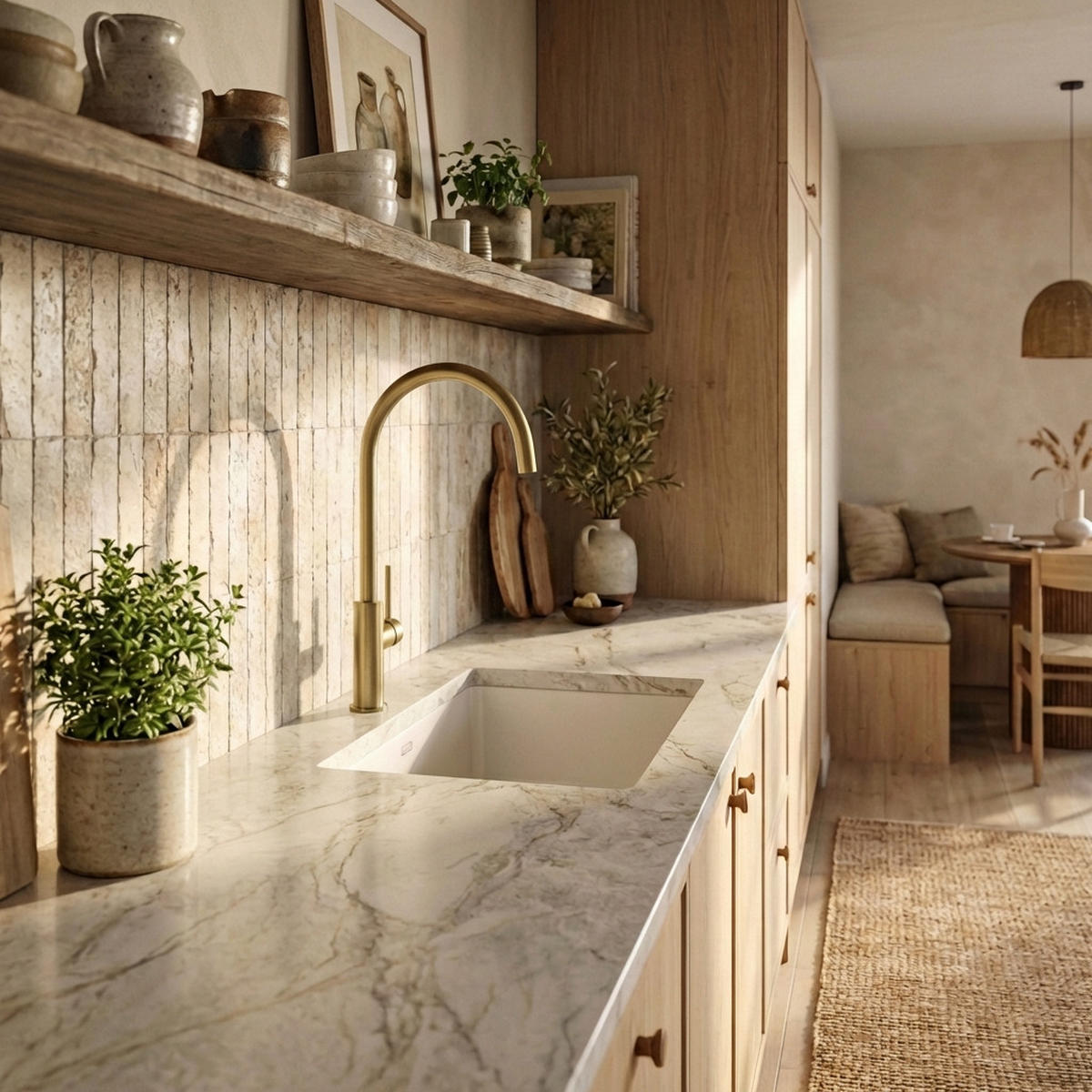 KÜCHENARMATUR Prestige SLIM Gebürstetes Gold - Goldfarben, Metall (23/42/23cm) - Granitan