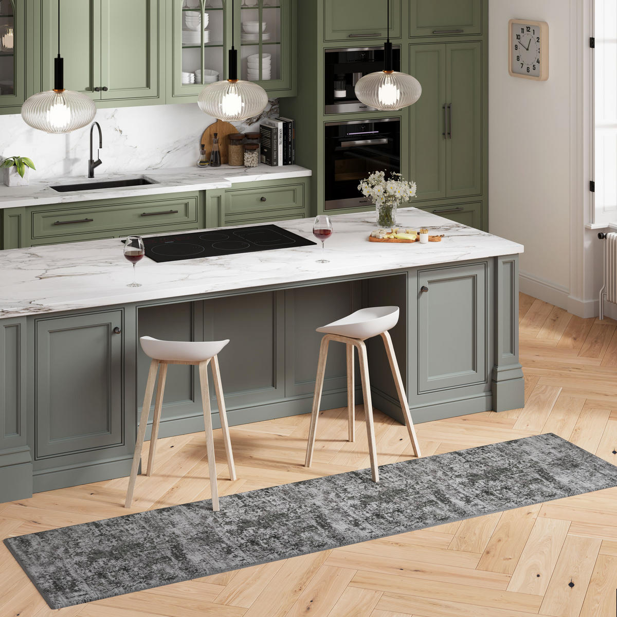 FLACHWEBETEPPICH Grünkohl - Grün, Textil (240/330cm) - Kukoon Rugs