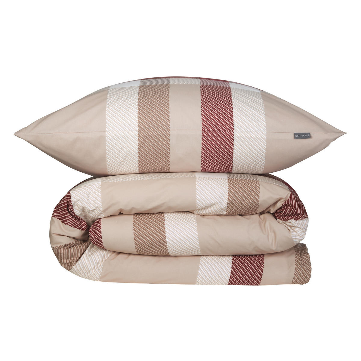 BETTWÄSCHESET Kris - Renforcé - 2-teilig - 135 x 200 cm - Beige-Rot - Rot, Textil (135/200cm) - SCHIESSER