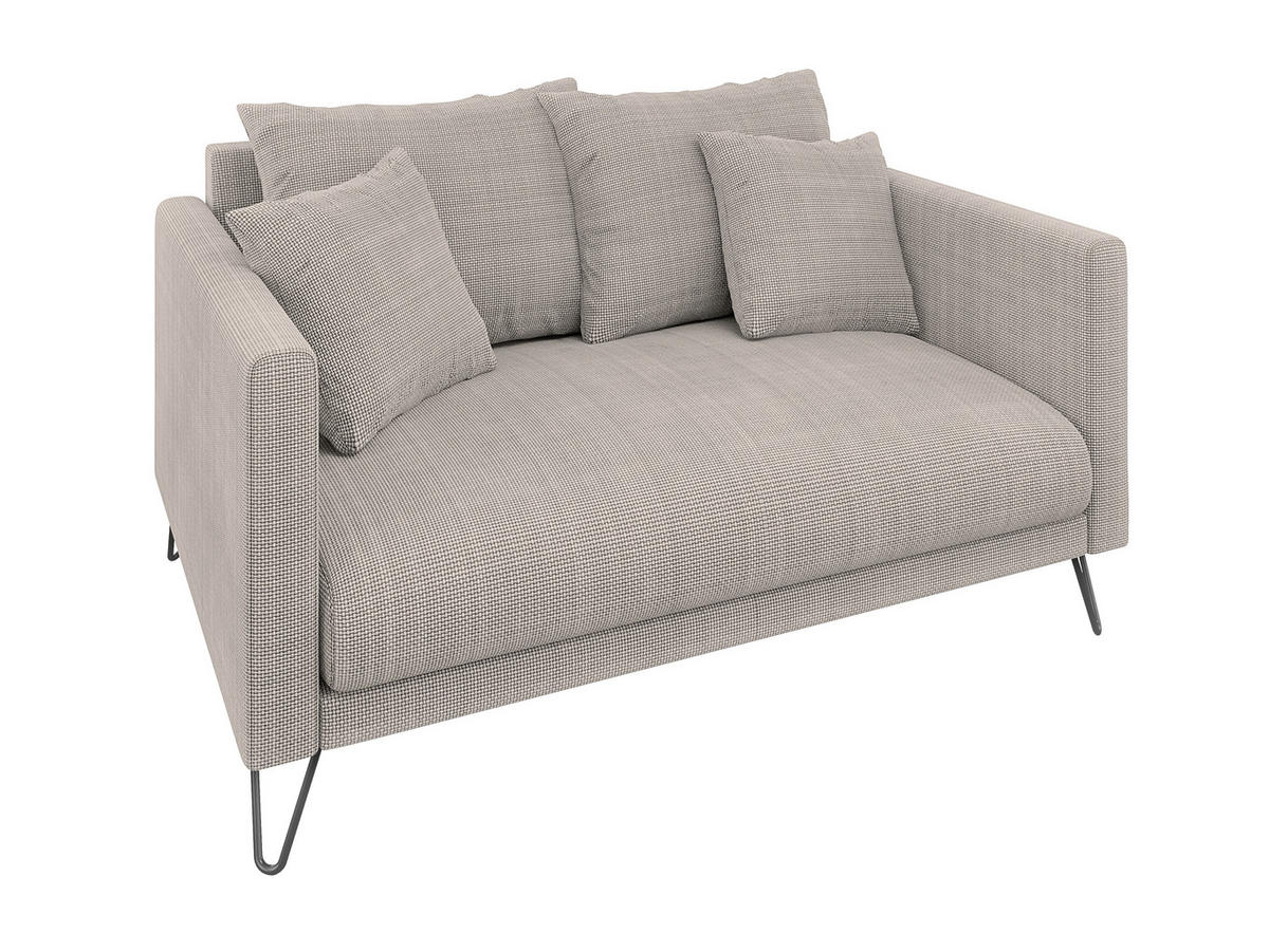 2-SITZER-SOFA Harmony Taupe Chenille - Taupe/Schwarz, Holz/Textil (140/85/100cm) - S-Style Möbel