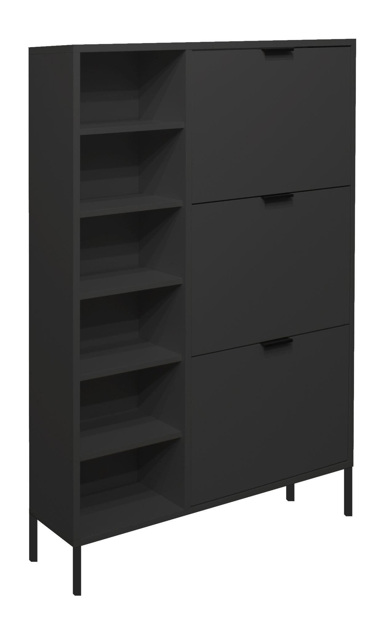 SCHUHSCHRANK Erna 95x25x141 Anthrazit matt Lack - Grau, Holzwerkstoff (95/141/25cm) - 58aufmkessel