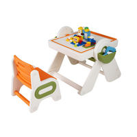 KINDERTISCH mit stuhl orange(2-tlg) - Orange, Kunststoff (82/58/67cm) - COSTWAY