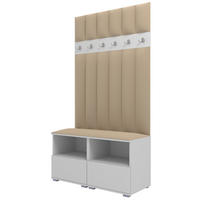 GEPOLSTERT Garderoben-Set Nela III LUX (Farbe Weiß + Stoff Trinity 04) - Beige/Silberfarben, Holz/Holzwerkstoff (100/187/40cm) - Ravio