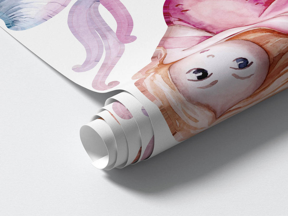 WANDAUFKLEBER 130x164cm - Die Welt der kleinen Meerjungfrauen - Multicolor, Kunststoff (130/164/0.1cm) - Wallfluent