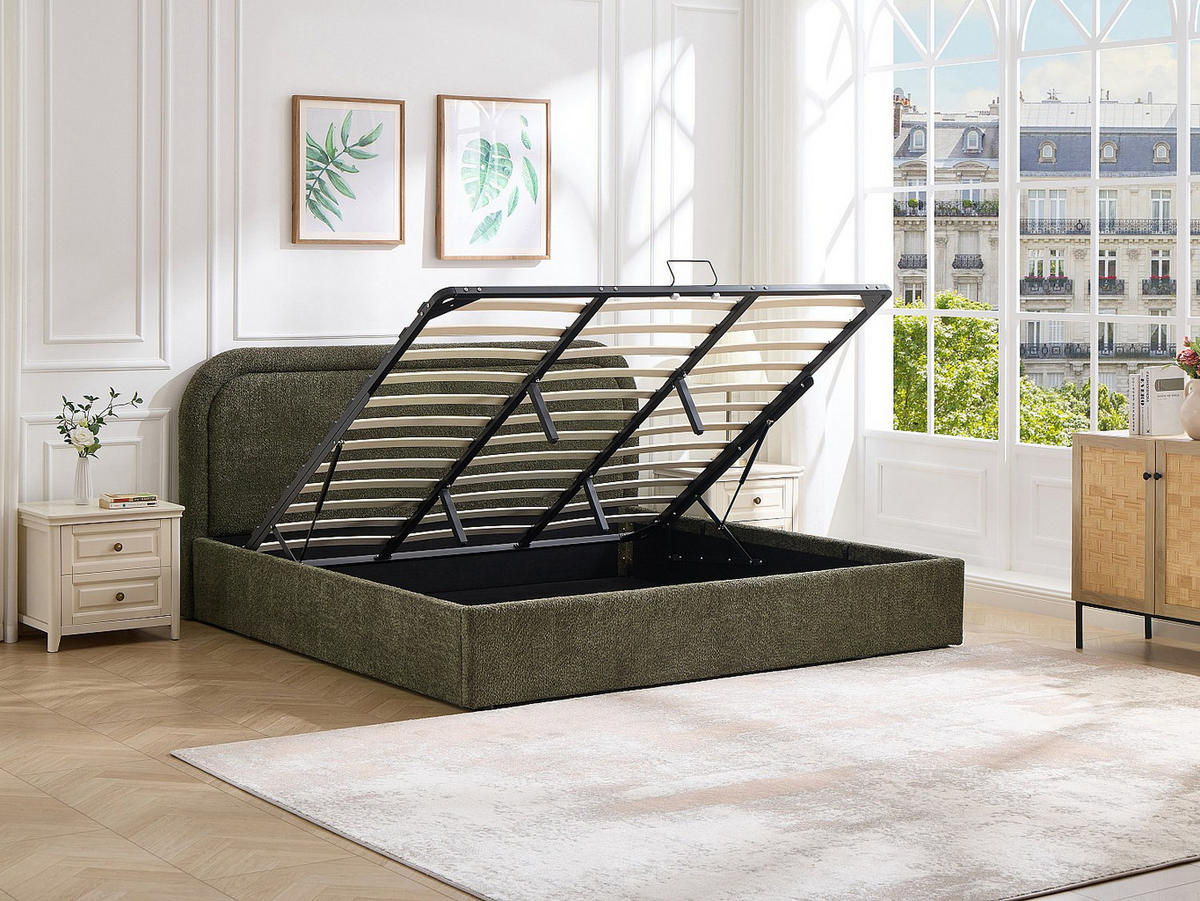 BETT mit Bettkasten - 2 Personen - stoff - grün Fidozia - Grün, Textil (200/200cm) - Vente-Unique