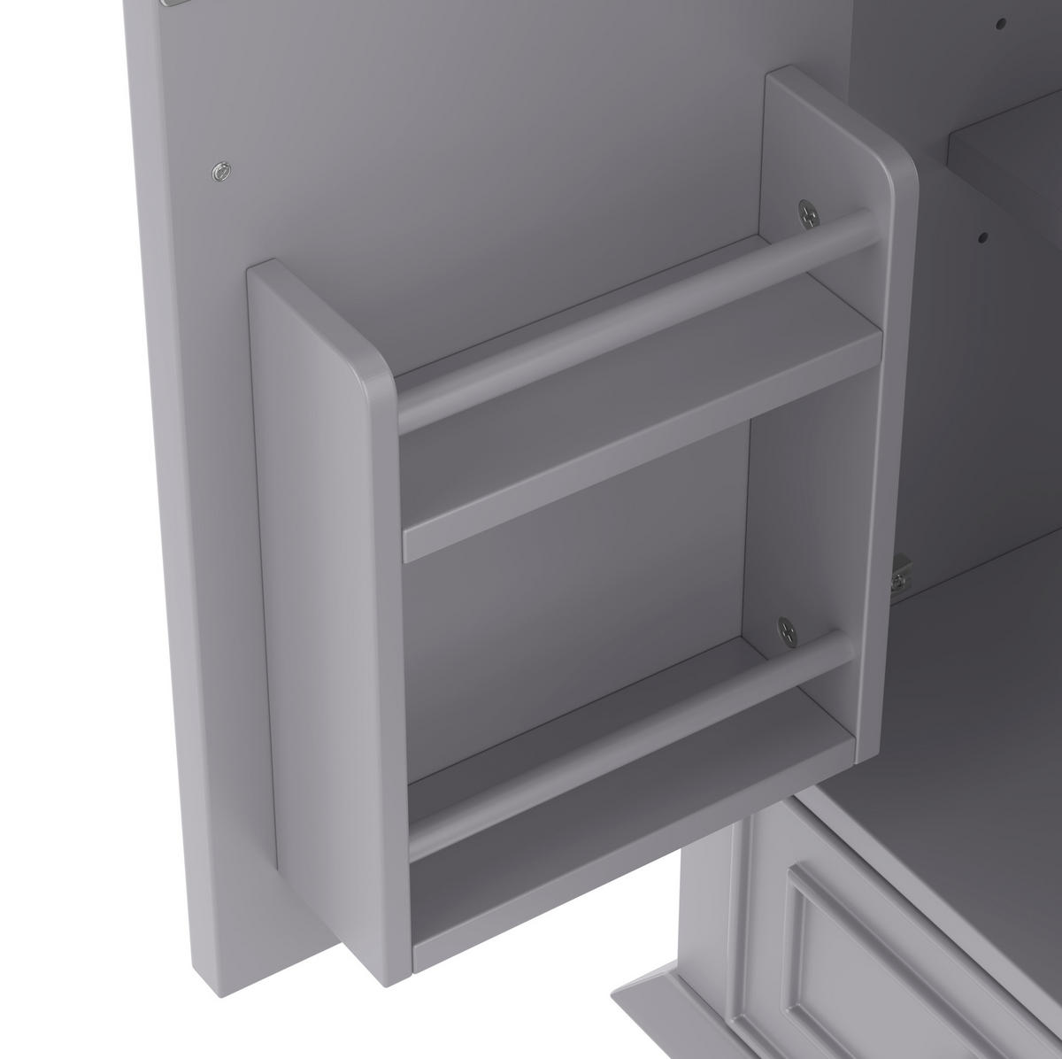 BADEZIMMERSCHRANK 76x46x87cm in Grau mit Massivholzbeinen & Keramikbecken - Grau, Holzwerkstoff (76/87/46cm) - Modfu