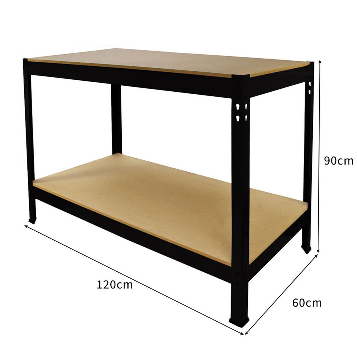 WERKBANK Q-Rax Werktisch Arbeitstisch - Schwarz, Metall (120/90/60cm) - Monstershop