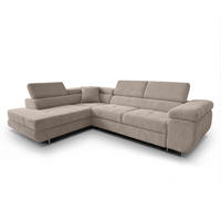 ECKSOFA L Form Konak Beige 276/201/90 cm Links mit Schlaffunktion - Beige/Silberfarben, Textil/Metall (203/276cm) - AX Living