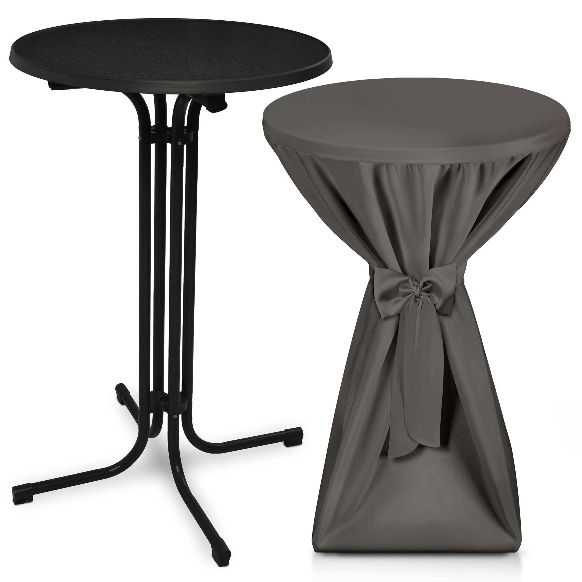 STEHTISCH Bellini Ø 80cm Schwarz mit Premium Stehtischhusse Ø 80cm Anthrazit - Anthrazit, Metall (80/80/110cm) - Beautissu 