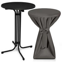 STEHTISCH Bellini Ø 70cm Schwarz mit Premium Stehtischhusse Ø 70cm Anthrazit - Anthrazit/Schwarz, Metall (70/70/110cm) - Beautissu 