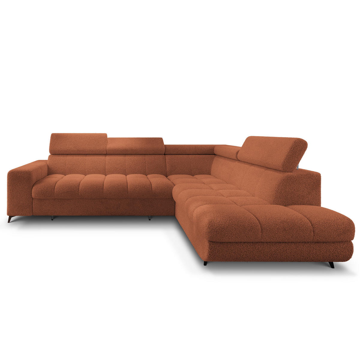 ECKSOFA MORIVA Q R-S Orange Boucle-Stoff mit Schlaffunktion - Orange, Holzwerkstoff/Textil (253/190cm) - MASSENO