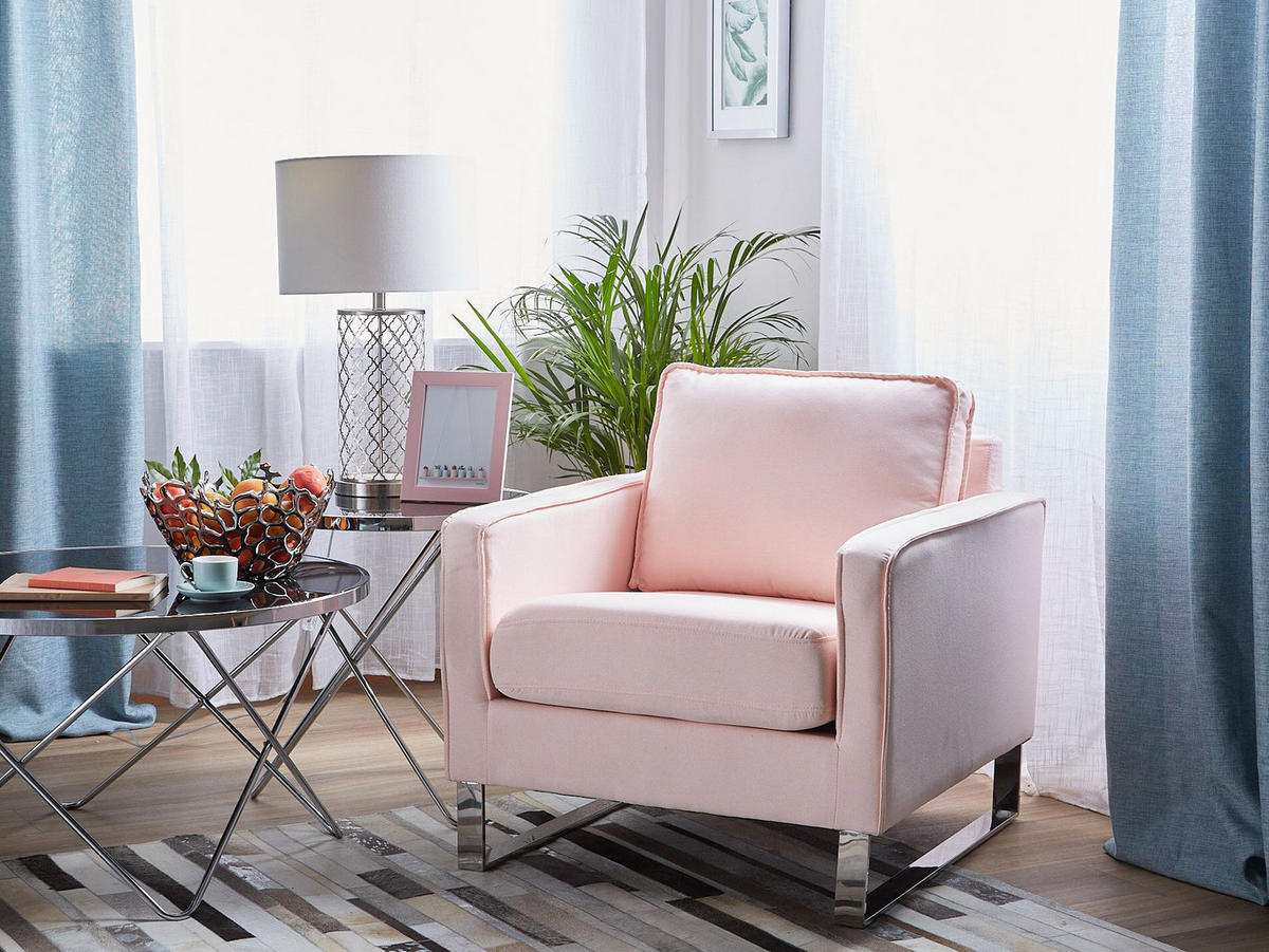 SESSEL Polsterbezug Rosa Vind - Pink, Textil/Metall (76/82/82cm) - Beliani