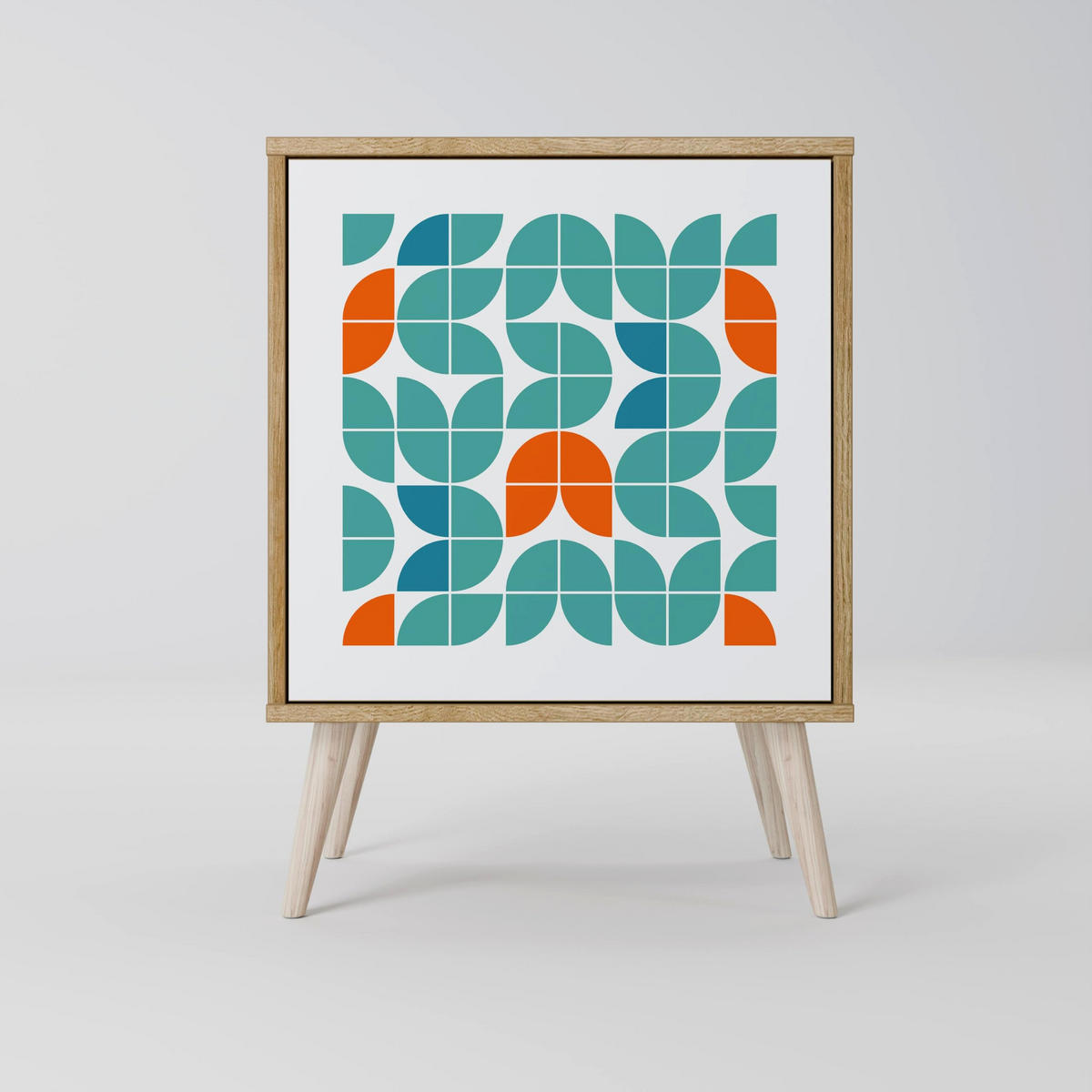 SIDEBOARD BE THE CHANGE, Grau, 57,5x42x77,5 cm, Schräge Buchenholzfüße - Buchefarben/Multicolor, Holzwerkstoff/Buchenholz (57.5/77.5/42cm) - SpaceRebels