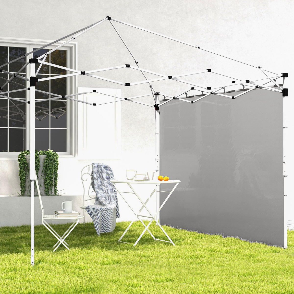 SEITENWÄNDE DE-12619 295/195 cm 2er-Set für 3x3/3x6 m Grau - Grau, Textil (1/195/295cm) - ComfortXL