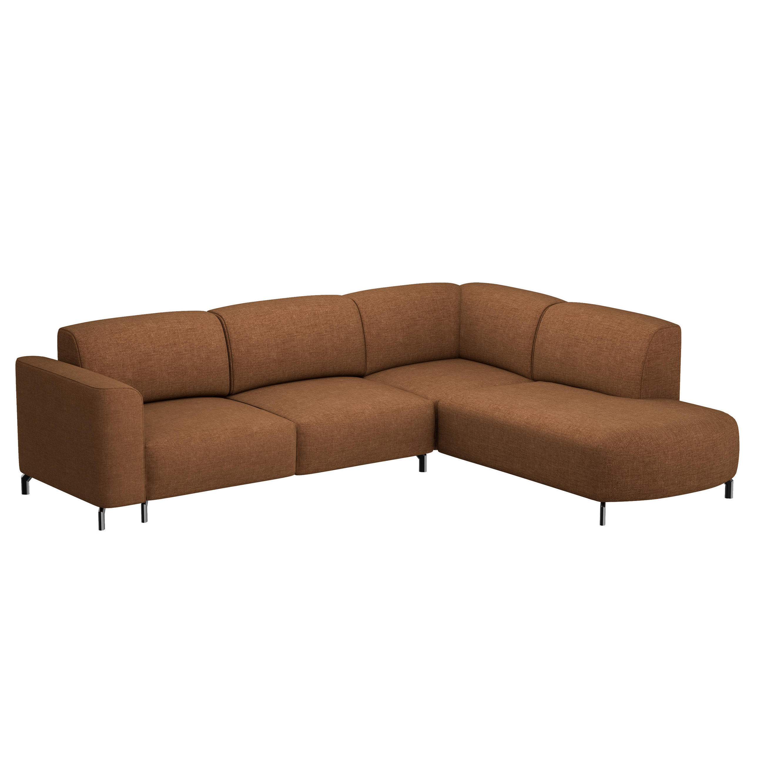 ECKSOFA TORIN Chenille-Stoff in Orange - Orange, Holzwerkstoff/Kunststoff (277/218cm) - Idohome