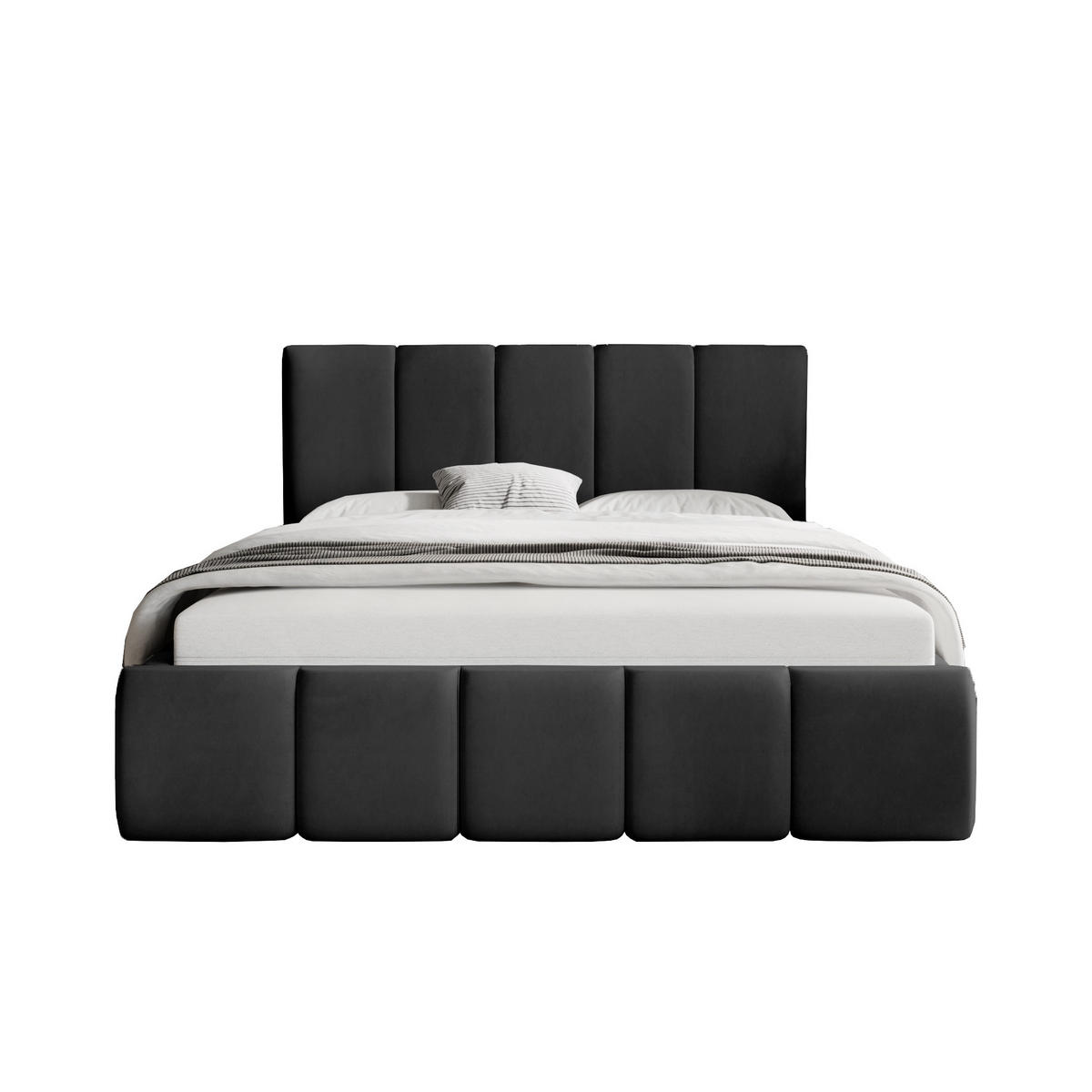 POLSTERBETT mit Kopfstütze Buchel 120x200 cm, Schwarz - Schwarz, Textil (120/200cm) - Fedve
