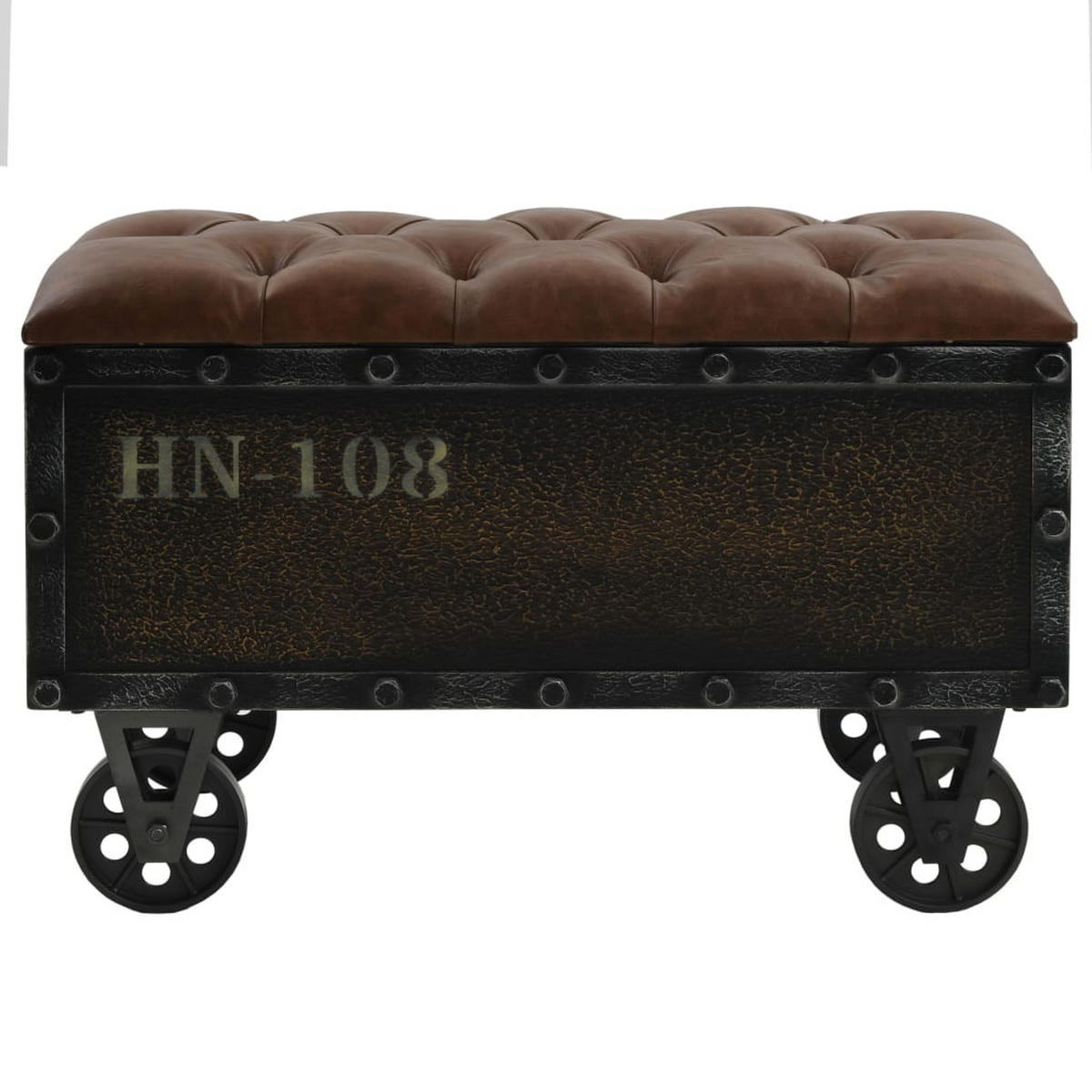 AUFBEWAHRUNGSBANK Massivholz Kunstleder 80,5x41x50 cm - Braun, Textil (80.5/50/41cm) - furnicato