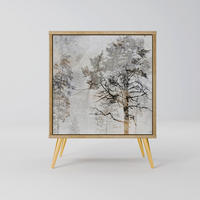 SIDEBOARD FADE IN THE TREES, Eichefarben, 57,5x42x75,5 cm, Goldfarbene Metallfüße - Eichefarben/Goldfarben, Holzwerkstoff/Metall (57.5/75.5/42cm) - SpaceRebels