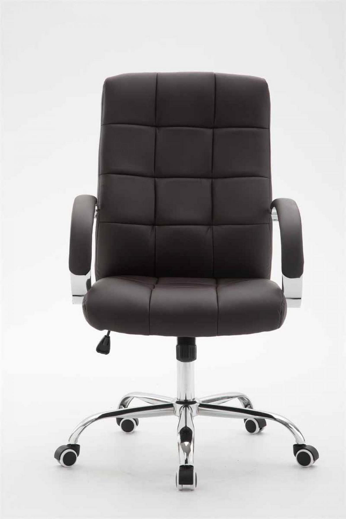 CHEFSESSEL Lederlook braun - Chromfarben/Braun, Textil/Metall (54/105/51cm) - CLP