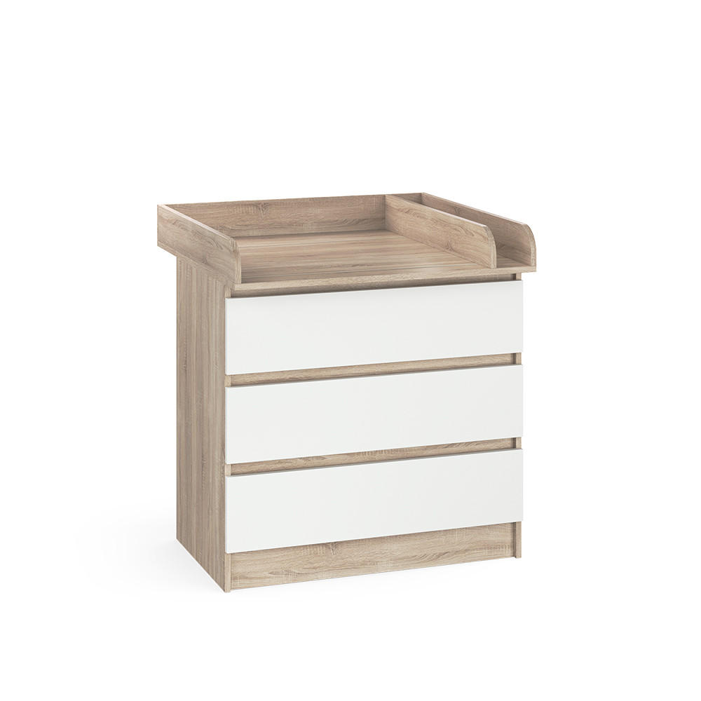 WICKELKOMMODE Emma Sonoma/Weiß 80 x 87 cm - Weiß/Sonoma Eiche, Holzwerkstoff (80/87/76cm) - Vicco