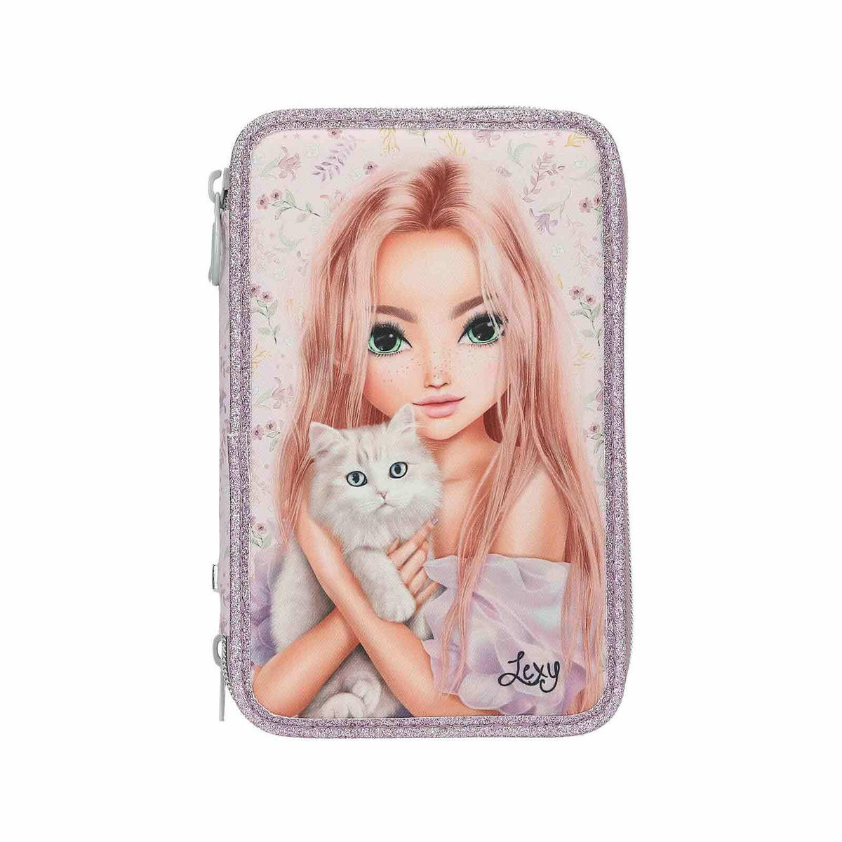 3-FACH FEDERTASCHE BLOOMING KITTY TOPModel flieder 7,5 x 13 x 20 cm - Flieder, Kunststoff (13/20/7.5cm) - Depesche Germany