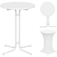 GARTENTISCH klappbar, mit Husse, Ø 80cm, Weiß - Weiß, Holzwerkstoff/Metall (80/80/110cm) - Woltu