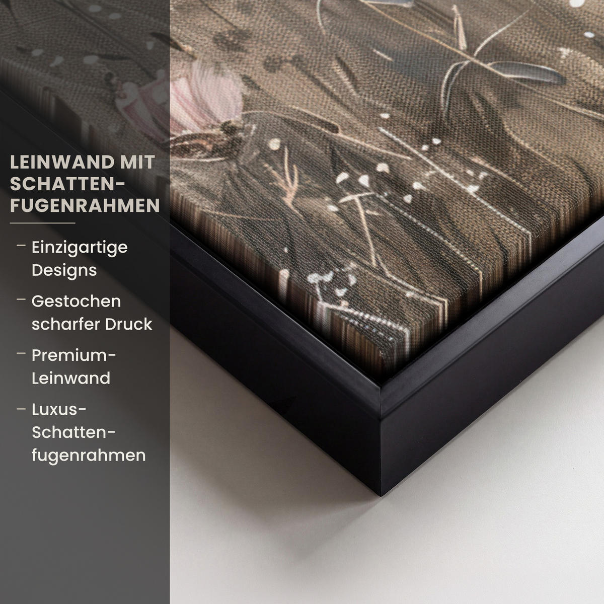 LEINWAND Bilder mit Rahmen - Blumen - Rosa - Modern - Beige - 100x70 - Beige, Textil (100/70cm) - MuchoWow