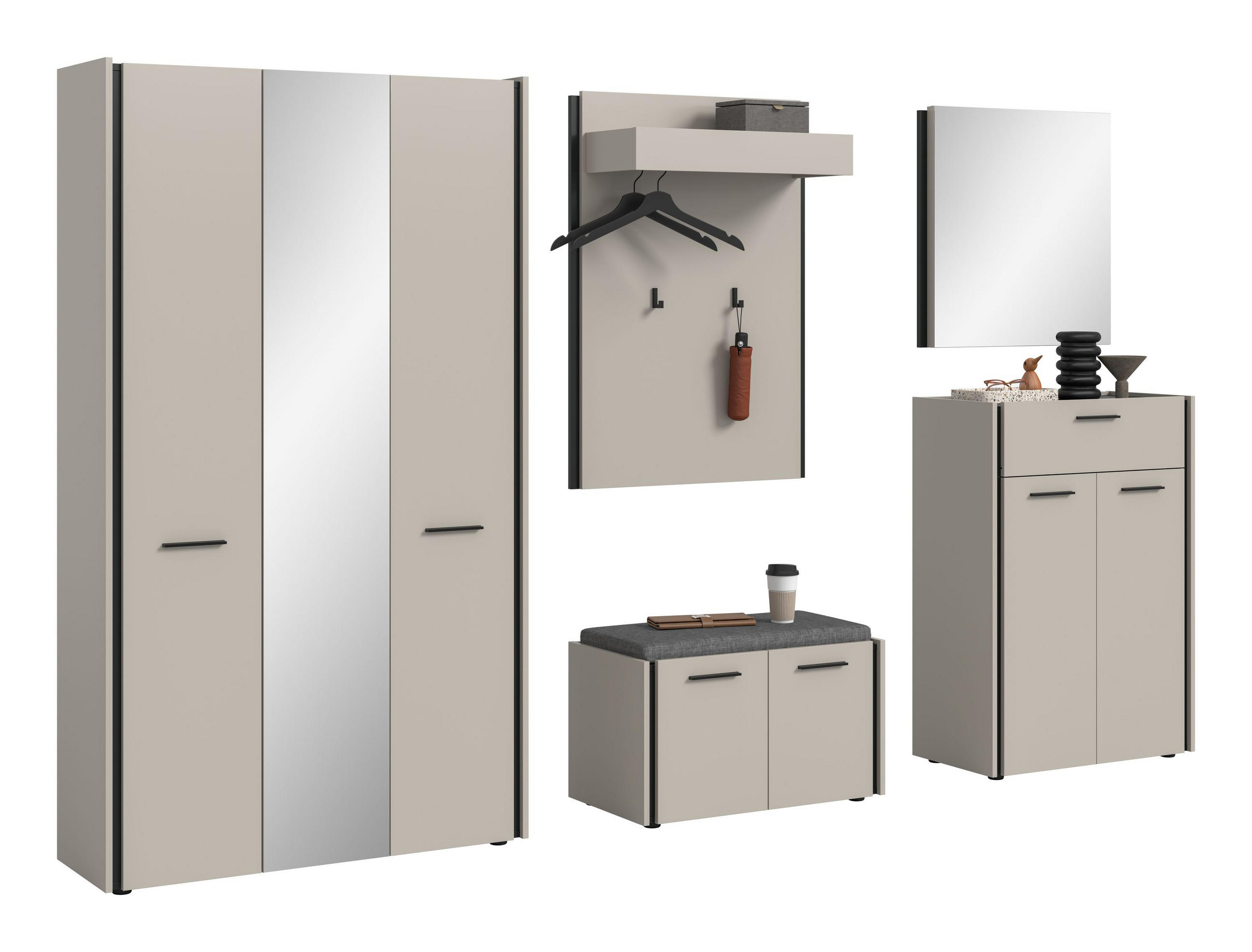 GARDEROBEN-SET EMIL (B/H/T: ca. 287/190/40 cm) in Kaschmir/Kaschmir - Kaschmir, Holzwerkstoff (287/190/40cm)