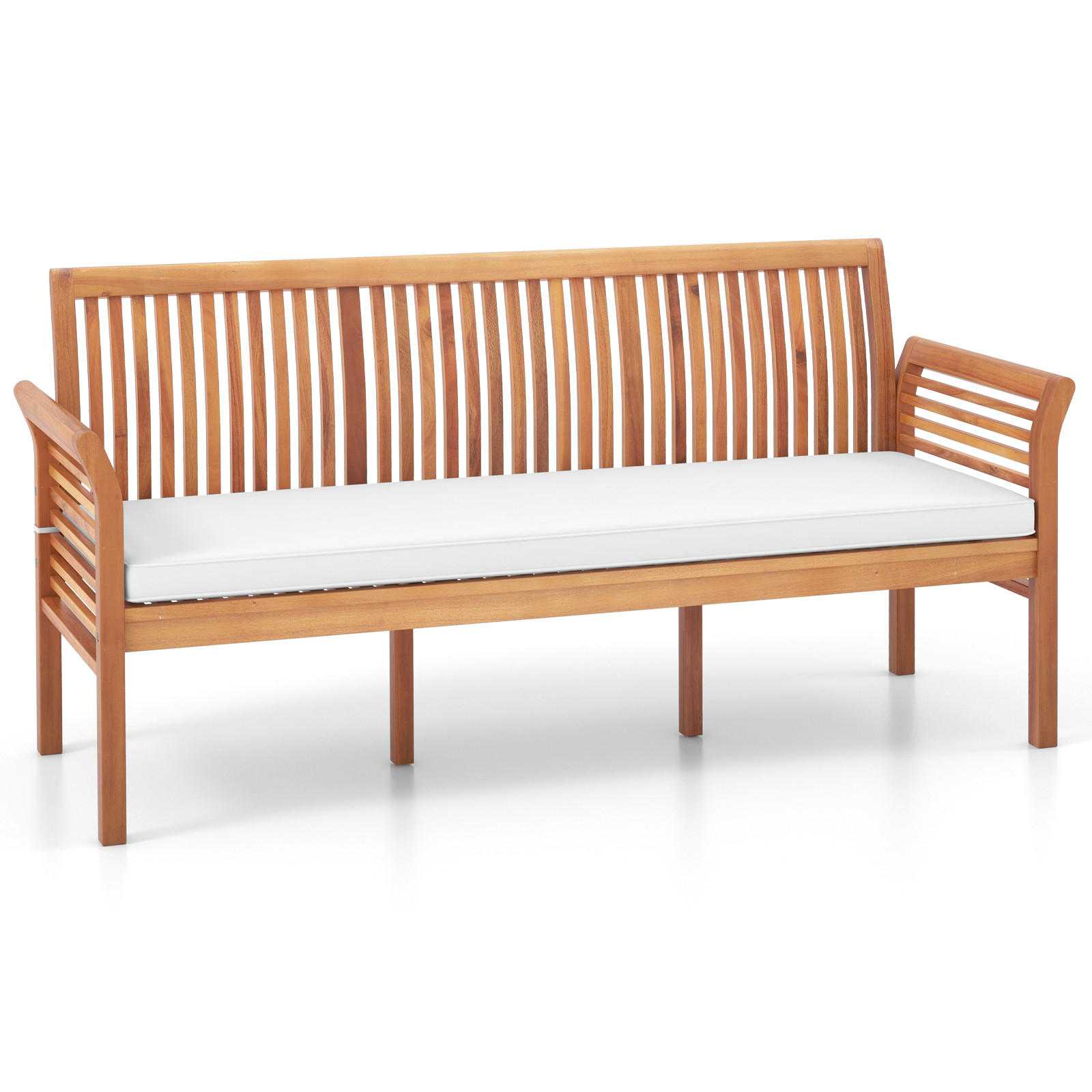 TERRASSENBANK Weiß - Weiß, Holz (59/77/159cm) - COSTWAY