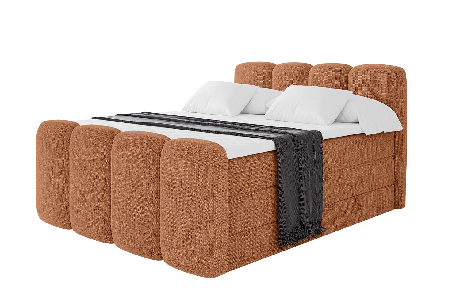 BOXBETT mit Matratze H3|H4 und Lattenrost - NINA-Z KING - 180x200 cm - Apricot - Orange, Holzwerkstoff (180/200cm)