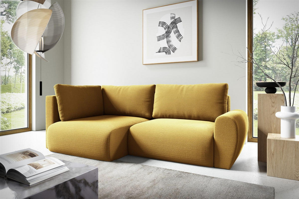 ECKSOFA Galan Mini Mit Schlaffunktion - Gelb, Holzwerkstoff/Textil (241/153cm) - Fun Möbel