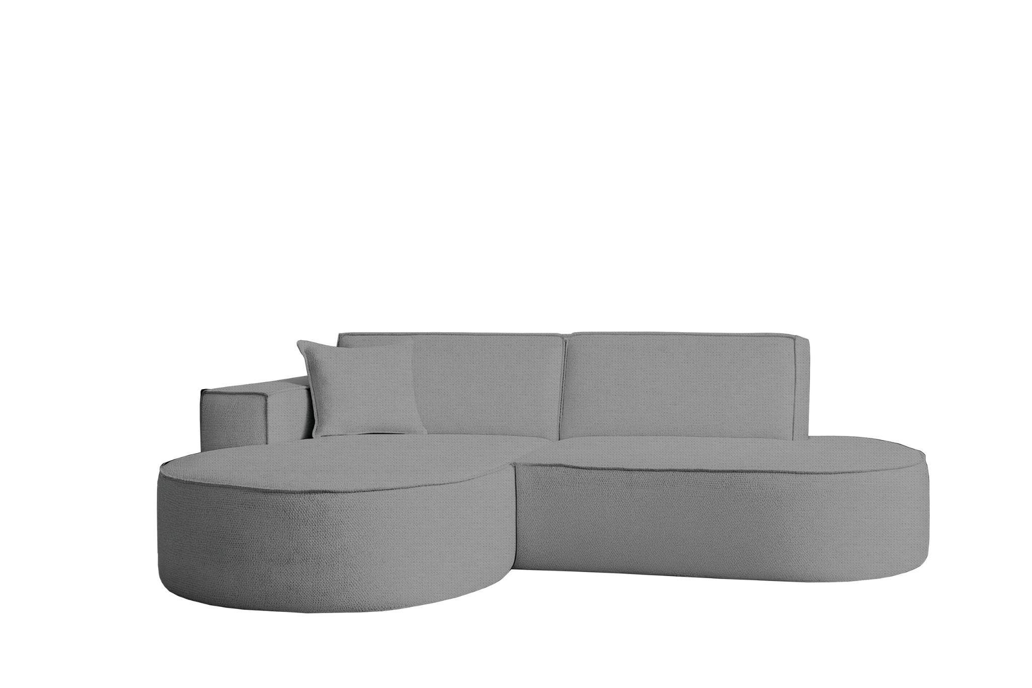ECKSOFA Modena Studio Stoff Artico, Cement Links - Grau, Holz/Textil (165/236cm) - Kaiser Möbel