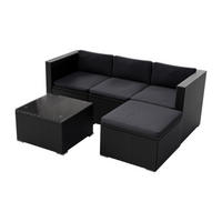 LOUNGEGARNITUR Punta Cana inkl. Abdeckung 3-tlg. - Schwarz, Kunststoff - Juskys