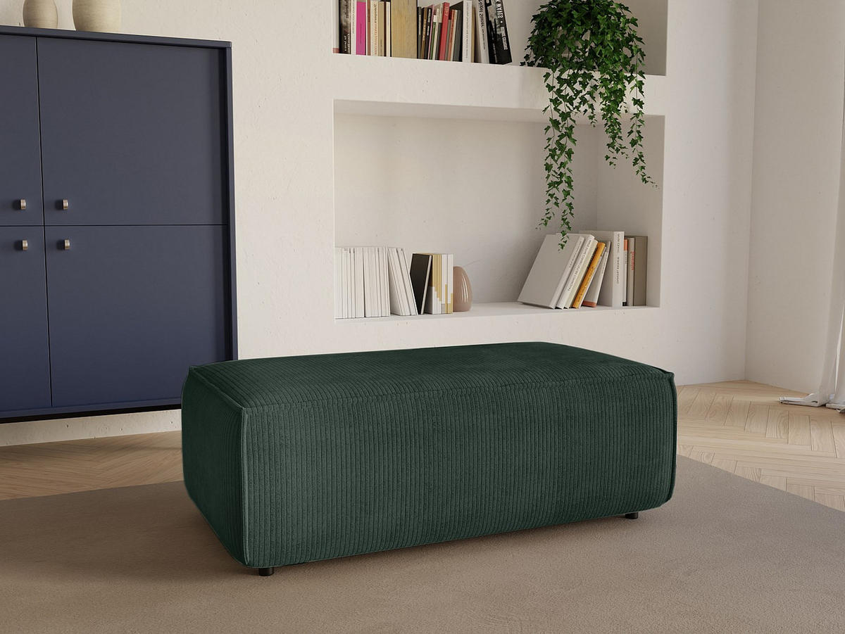 SITZHOCKER - 1 Person - samt - tannengrün Amelia - Waldgrün, Textil (102/42/69cm) - Vente-Unique