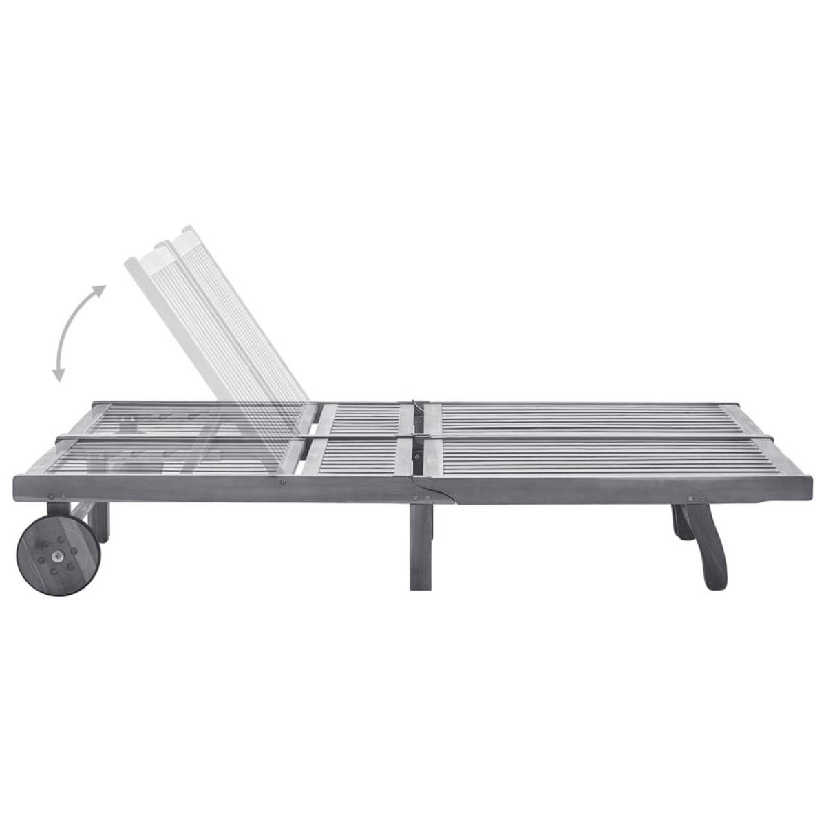 2-PERSONEN-SONNENLIEGE mit Auflage Grau Akazie Massivholz - Grau, Holz (200/76/200cm) - furnicato