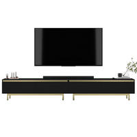TV-LOWBOARD 2-er Set Selene Schwarz Matt mit goldfarbenem Metallrahmen 140 cm - Goldfarben/Schwarz, Holzwerkstoff/Metall (280/44/35cm) - Meble Lindner