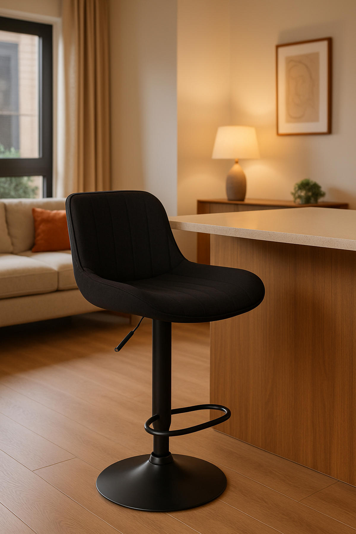 BARHOCKER Lento Gestell schwarz Stoff Schwarz - Schwarz, Textil/Metall (50/108/50cm) - TPFLiving