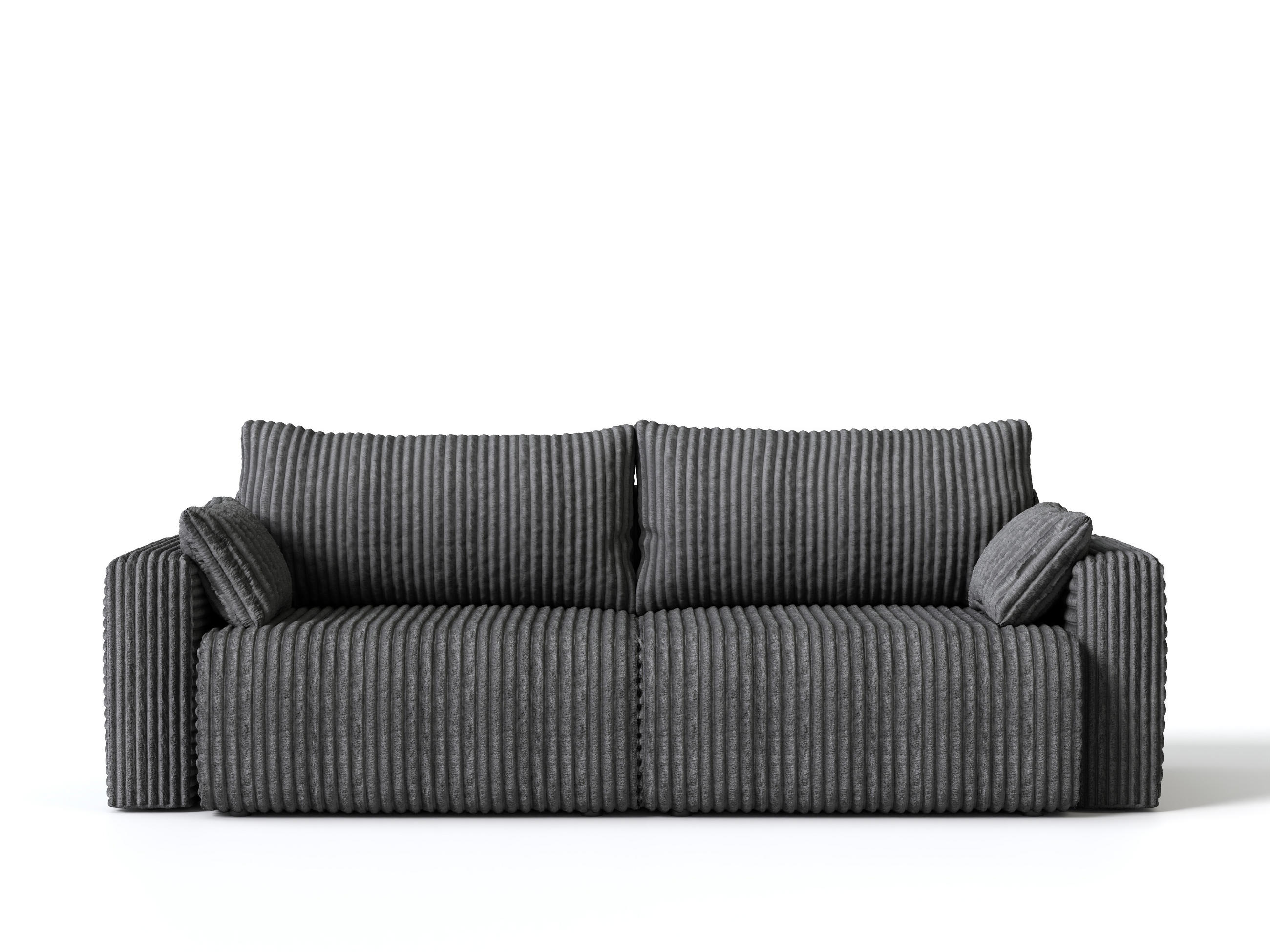 SOFA Kola mit Bettkasten und Schlaffunktion, Cordstoff - Grau, Holzwerkstoff (244/85/95cm) - 4ALL HOME
