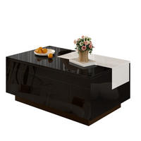 COUCHTISCH aus MDF 80x50x35,5 cm in Schwarz-Weiß mit LED-Beleuchtung - Schwarz, Holzwerkstoff (80/50/35.5cm) - Modfu